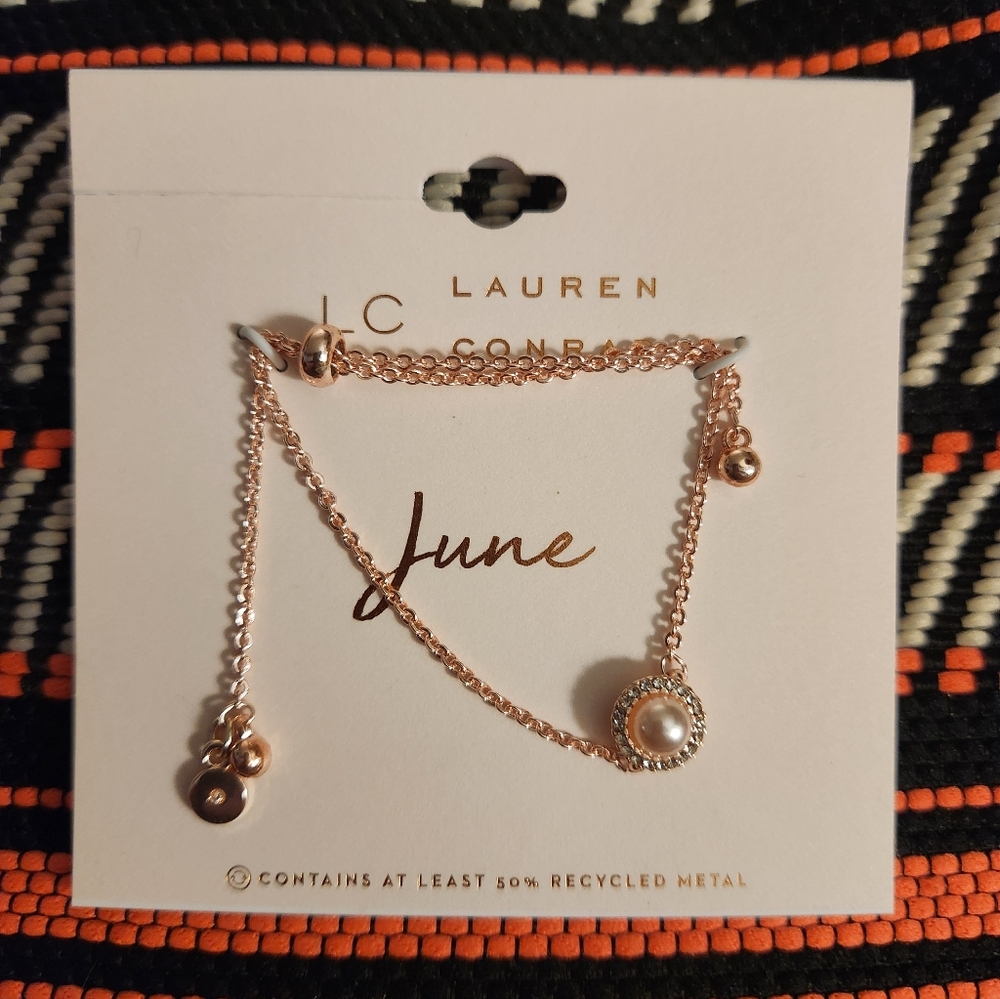 LC Lauren Conrad June Birthstone Rose Gold-tone Bracelet Anklet Adjustable